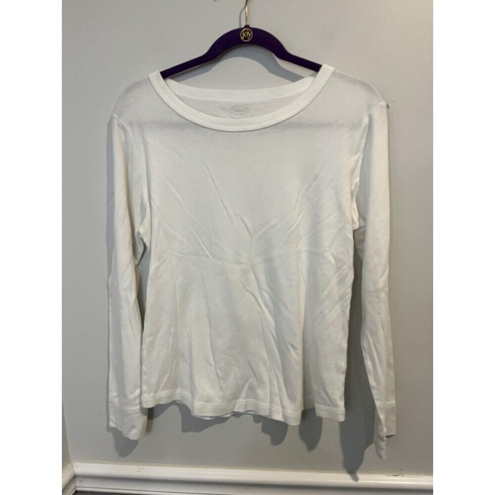 Talbots Womens Blouse L White Shirt Top Long‎ Sleeve Casual Beachy Career Office